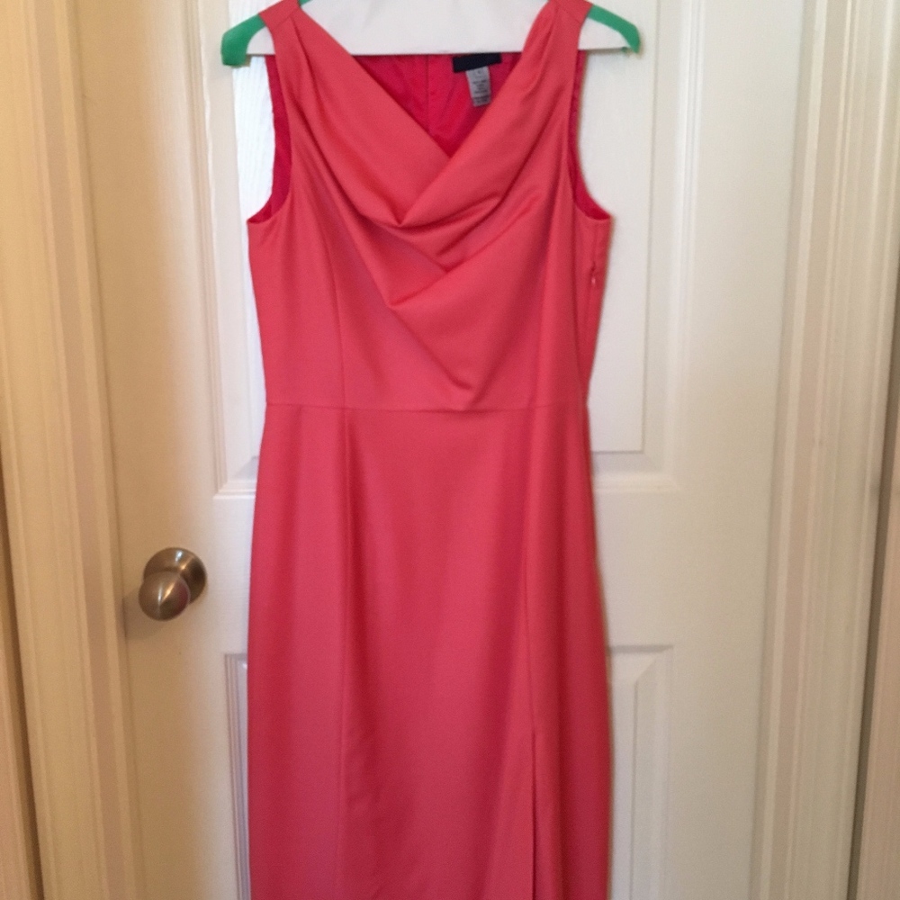 J. Crew Pink Dress; Sleeveless; with front slit, draped neckline Sz. 2. Lined.